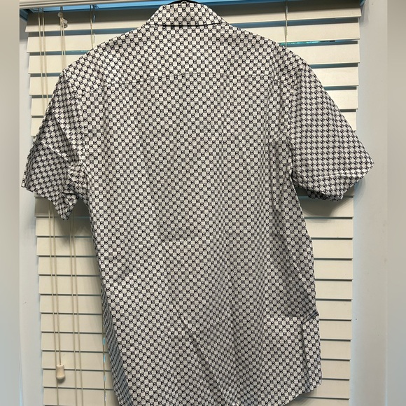 MICHEAL KORS Short Sleeve Button Down Slim Fit Shirt MK Logo Size L - Picture 3 of 6